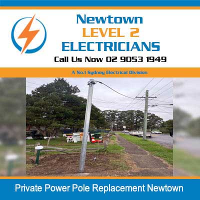 New power pole replacement in residential in Newtown